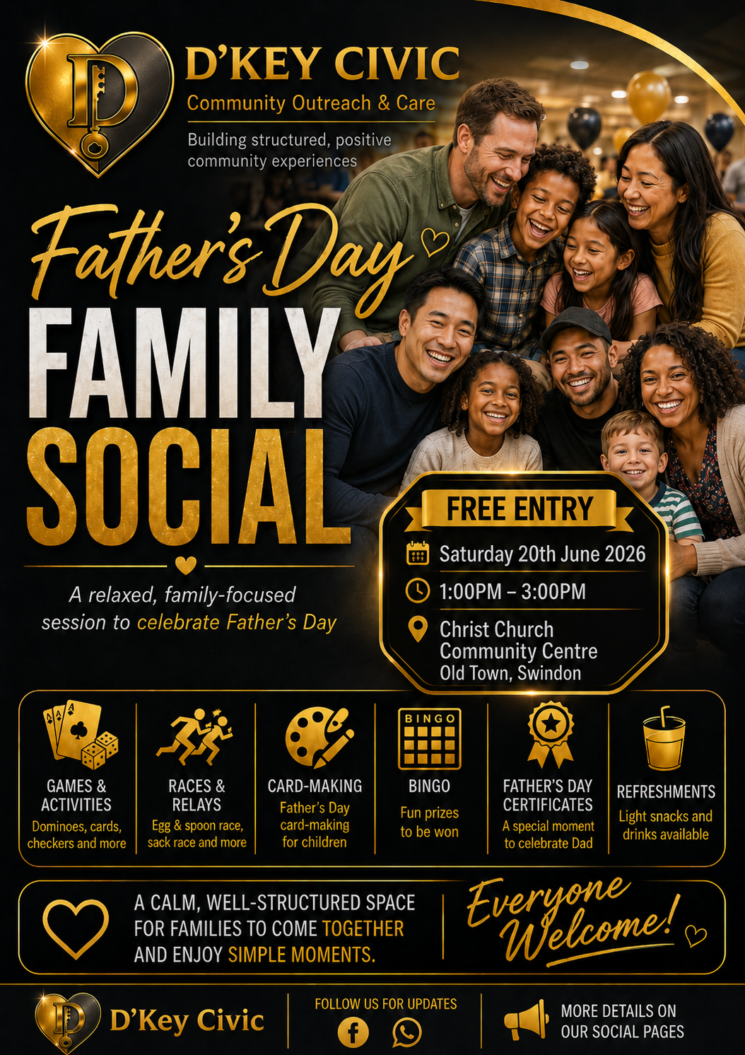 D’Key Civic Father’s Day Family Social event flyer