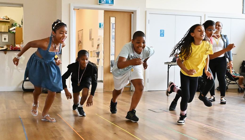 Children taking part in race activity at the Father’s Day Family Social 2026