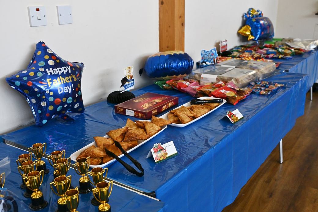 Refreshments and snacks prepared for families at the Father’s Day event